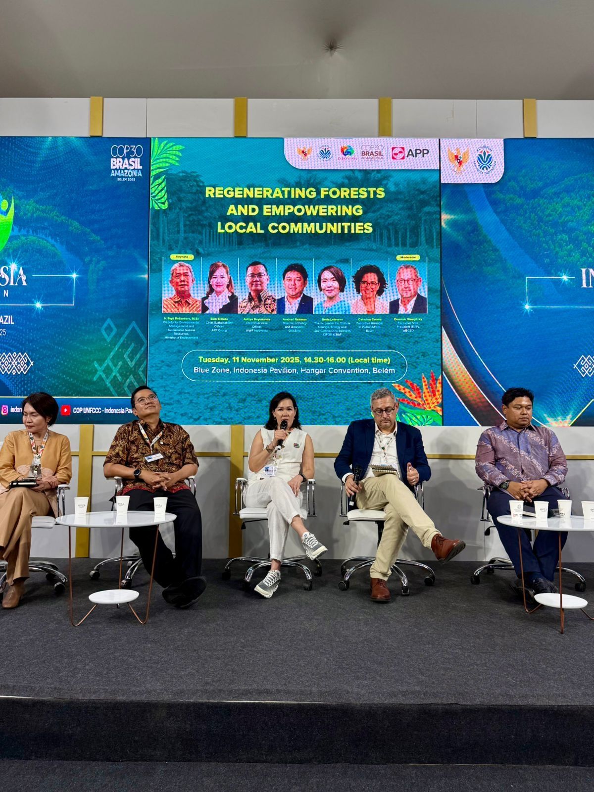 Elim Sritaba, Chief Sustainability Officer of APP Group speaking about landscape level approaches within the Indonesian Pavillion.
